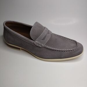 MADDEN NYC Men's Comfort Grey Clay Leather Suede Loafer Shoes